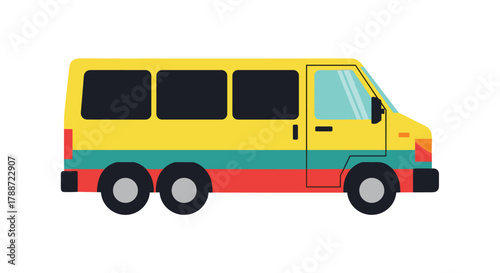 Vibrant flat design passenger van shuttle bus vector graphic