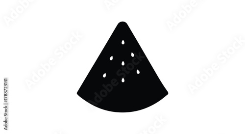 Watermelon slice simple black silhouette icon with white seeds