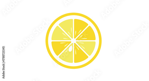 Yellow lemon slice icon on a clean white background, fresh citrus