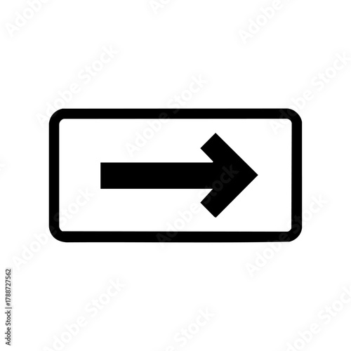 Black road sign with a bold right-pointing arrow symbol, representing direction, navigation, or traffic detour indication.