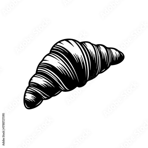 Detailed croissant design symbolizing French pastry, breakfast tradition, and bakery culture with flaky layers.