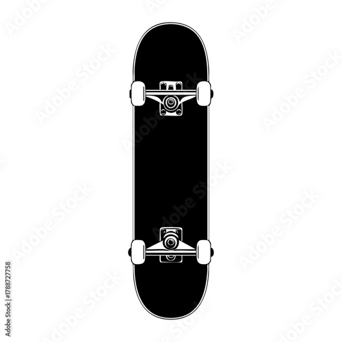 Classic skateboard viewed from above, symbolizing youth culture, street sports, and active lifestyle.