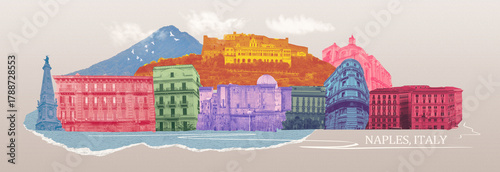 art design or collage about Napoli building at Italy