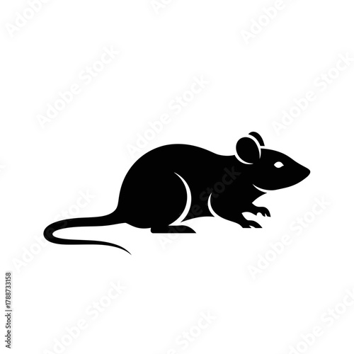 A stylized black silhouette of a mouse is depicted in profile.