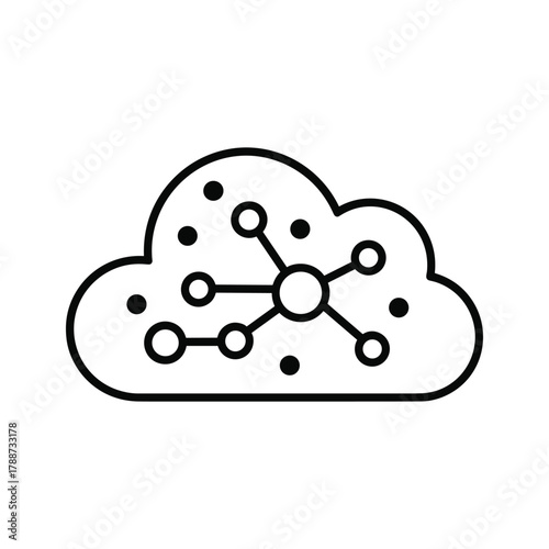 Cloud computing icon representing network connection and data distribution