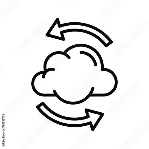 Cloud sync icon with circular arrows indicating data synchronization and exchange