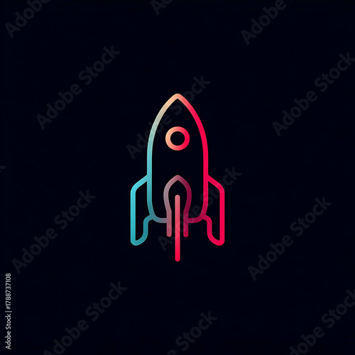 Startup logo, rocket launch symbol, minimal futuristic design 