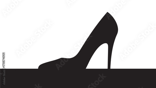 Elegant high heel shoe silhouette minimalist illustration for fashion design isolated on white background