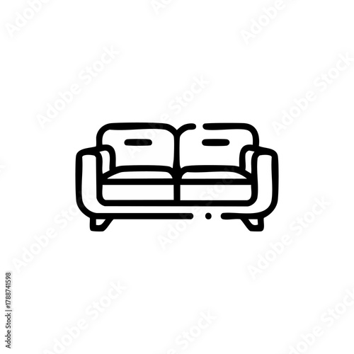 Minimalist Line Art Depiction of a Comfortable Two-Seater Sofa.