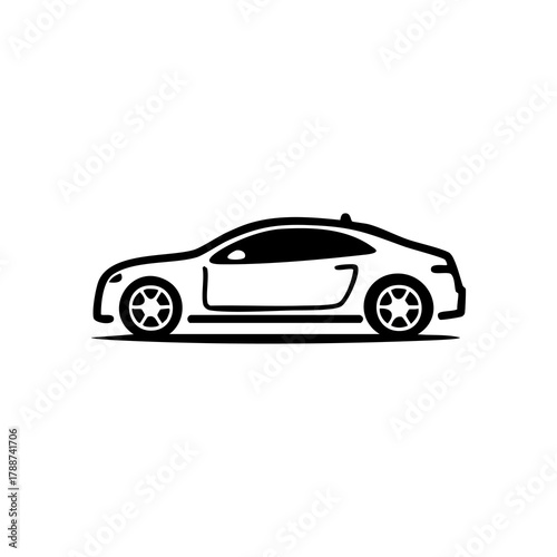 Sleek Black and White Car Silhouette for Automotive Design.