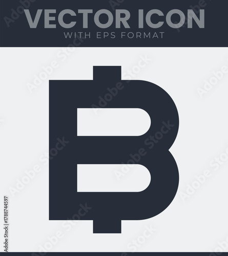 Thai baht currency symbol vector icon for money exchange