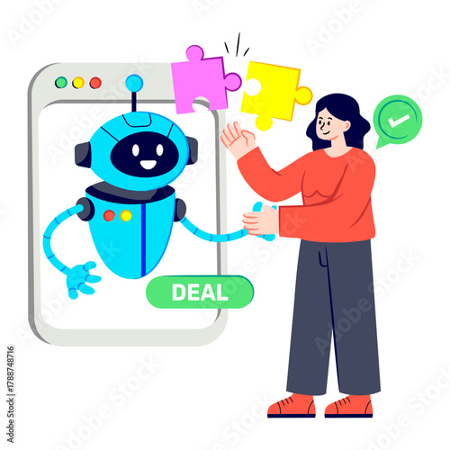 Trendy design illustration of ai problem solving