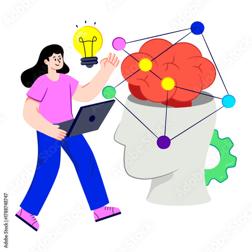 Conceptual flat design illustration of mindset