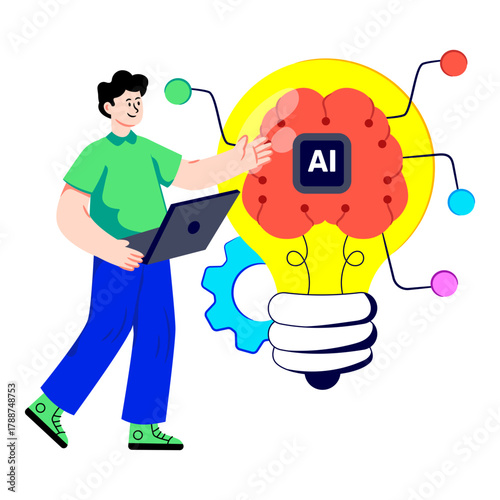 Conceptual flat design illustration of creative mind