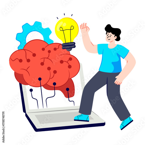 Conceptual flat design illustration of creative thinking