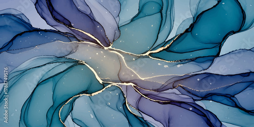 Abstract blue watercolor texture background capturing the cold, icy pattern of winter nature on paper