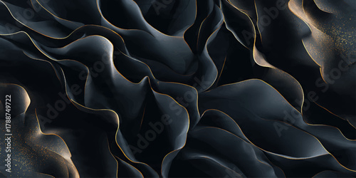 Smooth, soft black and white sand texture rippled like satin fabric for a luxury backdrop