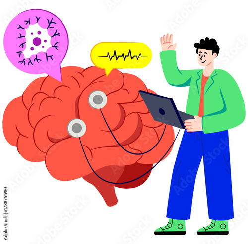 Modern design illustration of brain checkup