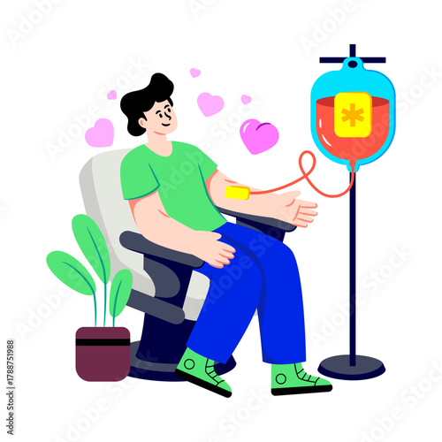 Conceptual flat design illustration of iv drip