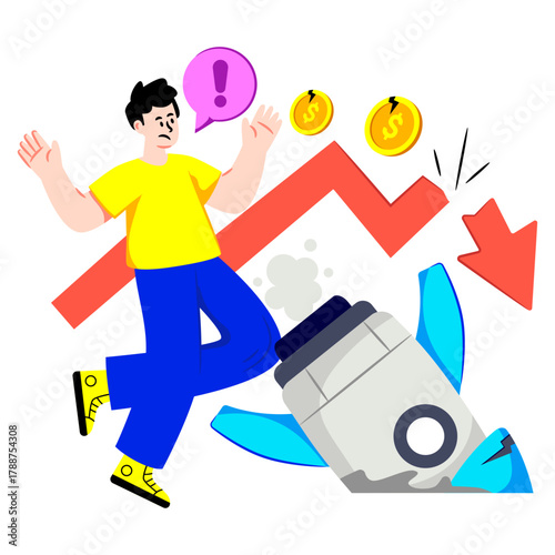 Editable design illustration of startup fail