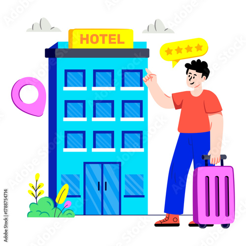 Modern design illustration of hotel location