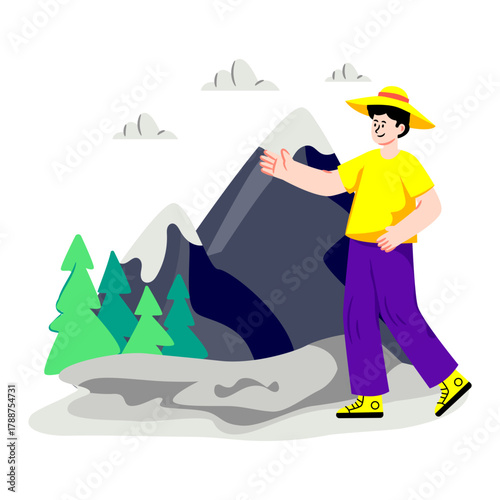 An eye catching design illustration of mountaineer