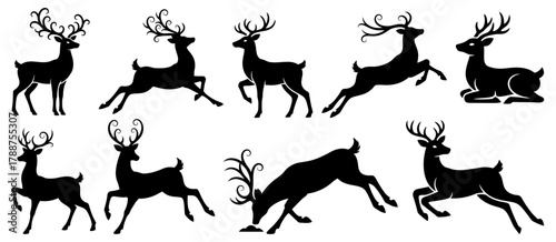 Deer silhouette. Christmas reindeer