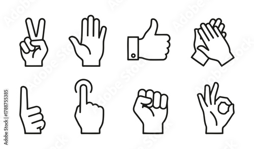 Hands line icons