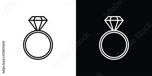 Diamond ring icon line vector illustration. vector graphics