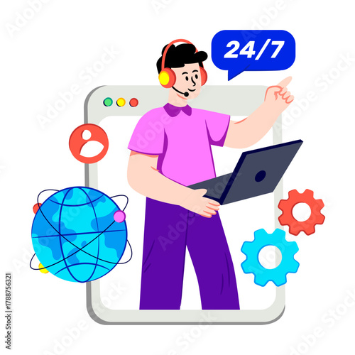 Modern design illustration of customer service representative