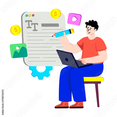 Trendy design illustration of content writing