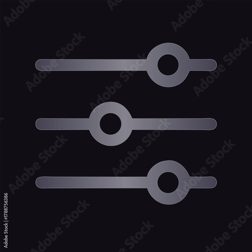 Three horizontal sliders with circular knobs on dark background Keywords: slider, control