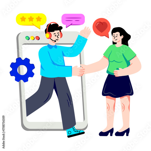 A colored design illustration of customer service representative