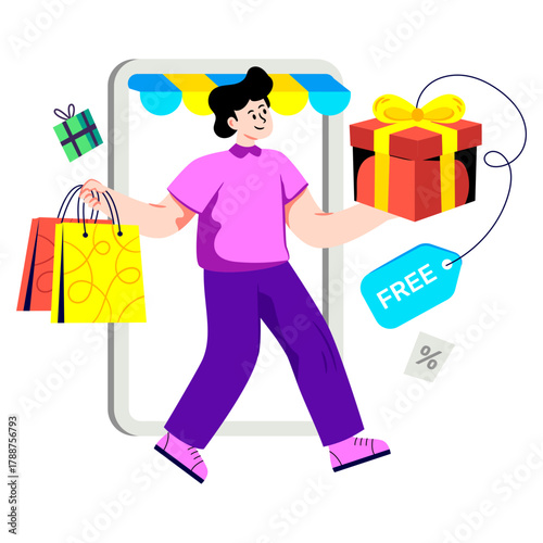 Modern design illustration of free gift