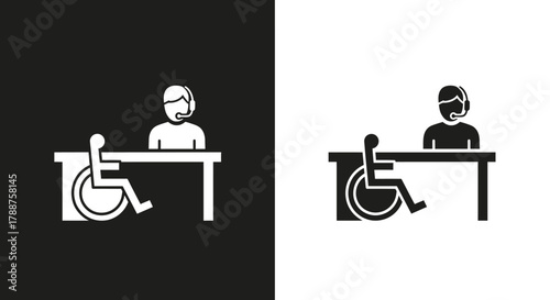 Inclusive Workplace Vector Icon of Disabled Employee in Wheelchair