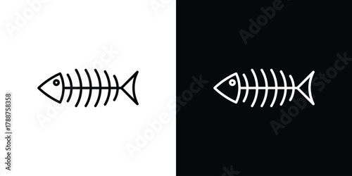 Fish bones icon line vector illustration. vector graphics