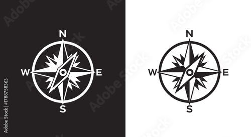 Classic Compass Rose Vector Icon for Navigation Adventure and Travel