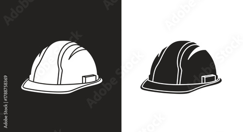 Minimalist Hard Hat Vector Icon for Construction Safety Graphics