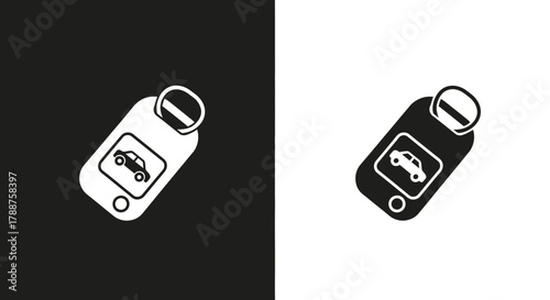Minimalist Car Key Fob Vector Icon with Remote Automobile Symbol