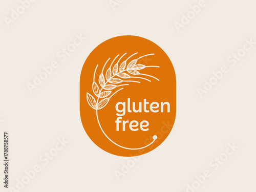An eye-catching gluten-free label featuring a stylized wheat motif, this graphic embodies health consciousness and dietary choices, appealing to a wide audience of health seekers.