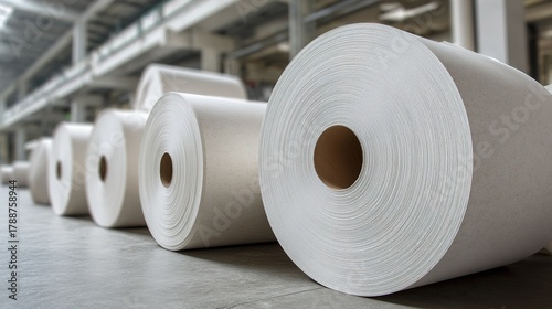 Industrial paper roll production in a factory setting