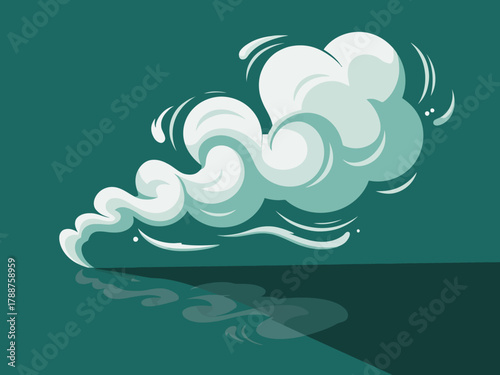 A unique cloud illustration showcasing flowing lines and curves, creating an artistic representation of emotion, movement, and dreamlike concepts.