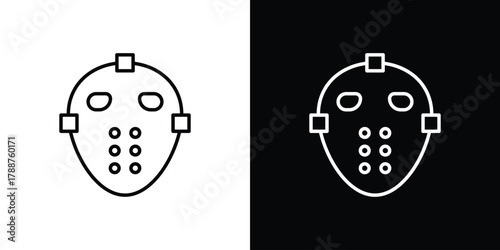 Hockey mask icon line vector illustration. vector graphics