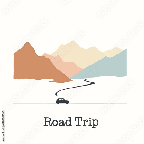 Road trip adventure through scenic mountain landscape