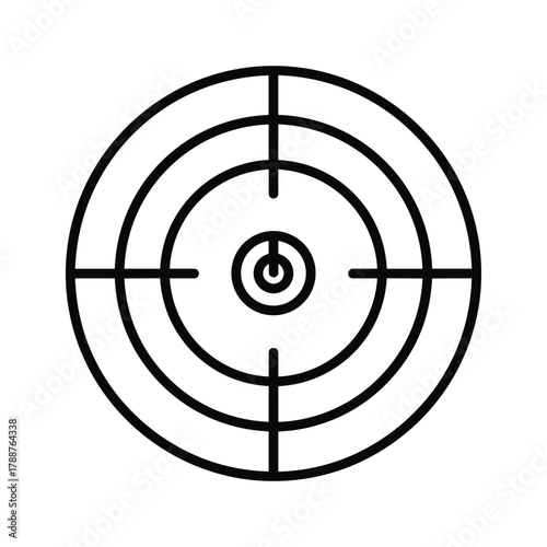 Target symbol with power button in the center