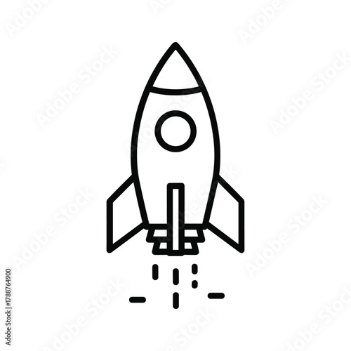 Simple black outline of a rocket ship taking off