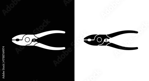 Pliers Tool Vector Icon in Minimalist Black and White Silhouette Style