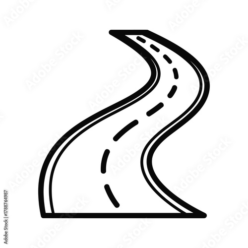 Curved road with dashed line