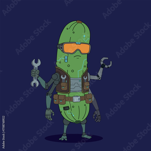 Cybernetic pickle mechanic with multiple robotic arms