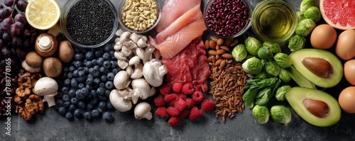 Healthy Food Selection - A Colorful Array of Nutritious Ingredients.